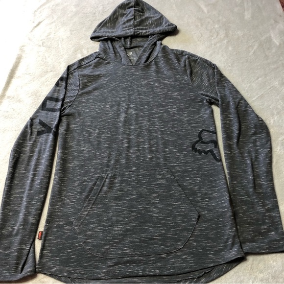 Fox Racing Heather Dark Grey Long Sleeve Pull Over Lightweight TruDri Hoodie - Picture 3 of 12
